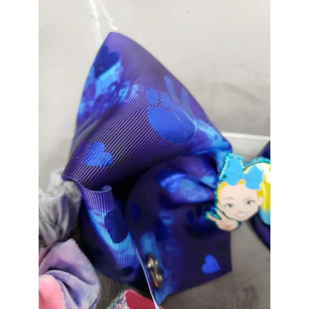 Jojo Siwa Oversized Clip In Girls‎ Bows With Scrunchies Blue and Pink Glitter